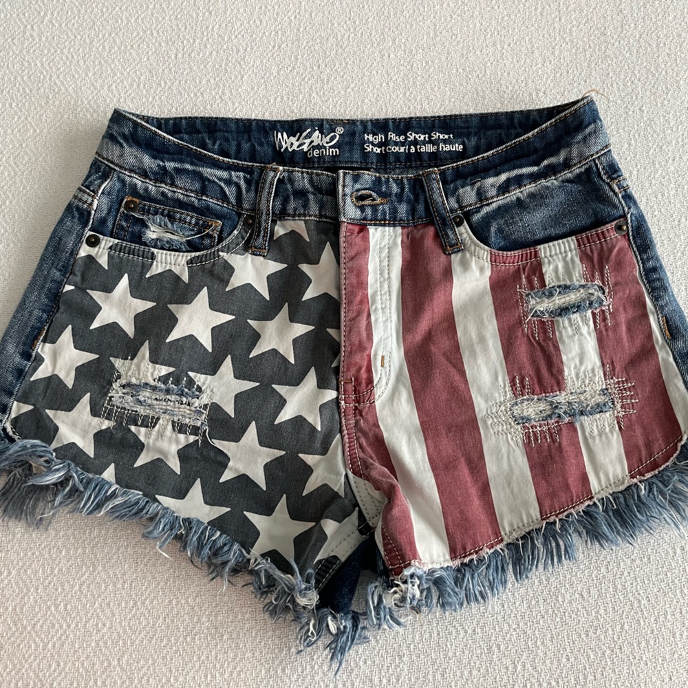 MOSSIMO Patriotic High Rise Jean Shorts